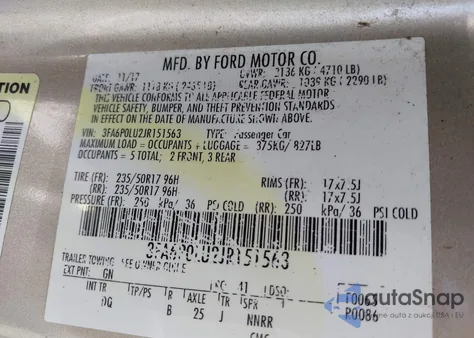 2018 Ford Fusion Hybrid Se из США, поврежденный, VIN 3FA6P0LU2JR151563